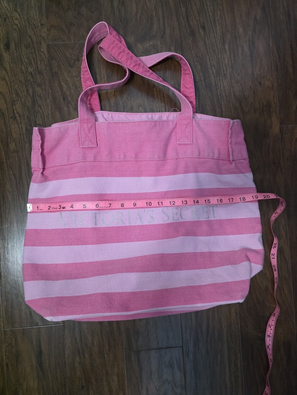 Victoria's Secret Pink Striped Canvas Tote Bag